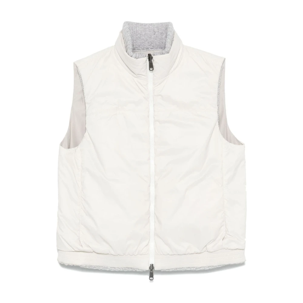 BRUNELLO CUCINELLI Omkeerbaar Gewatteerd Jack Grijs Wit Gray Dames