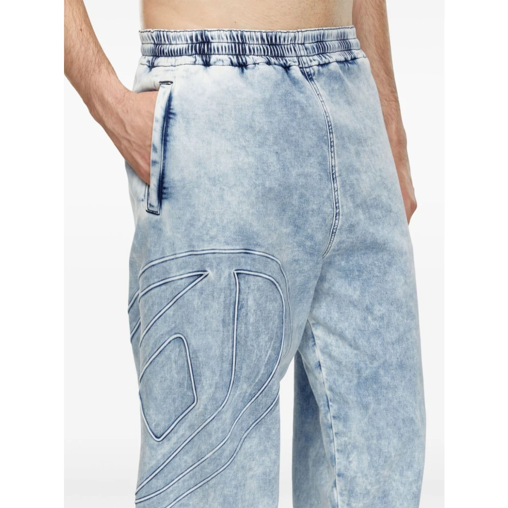 Diesel Gemarmerde Denim Track Broek Blue Heren