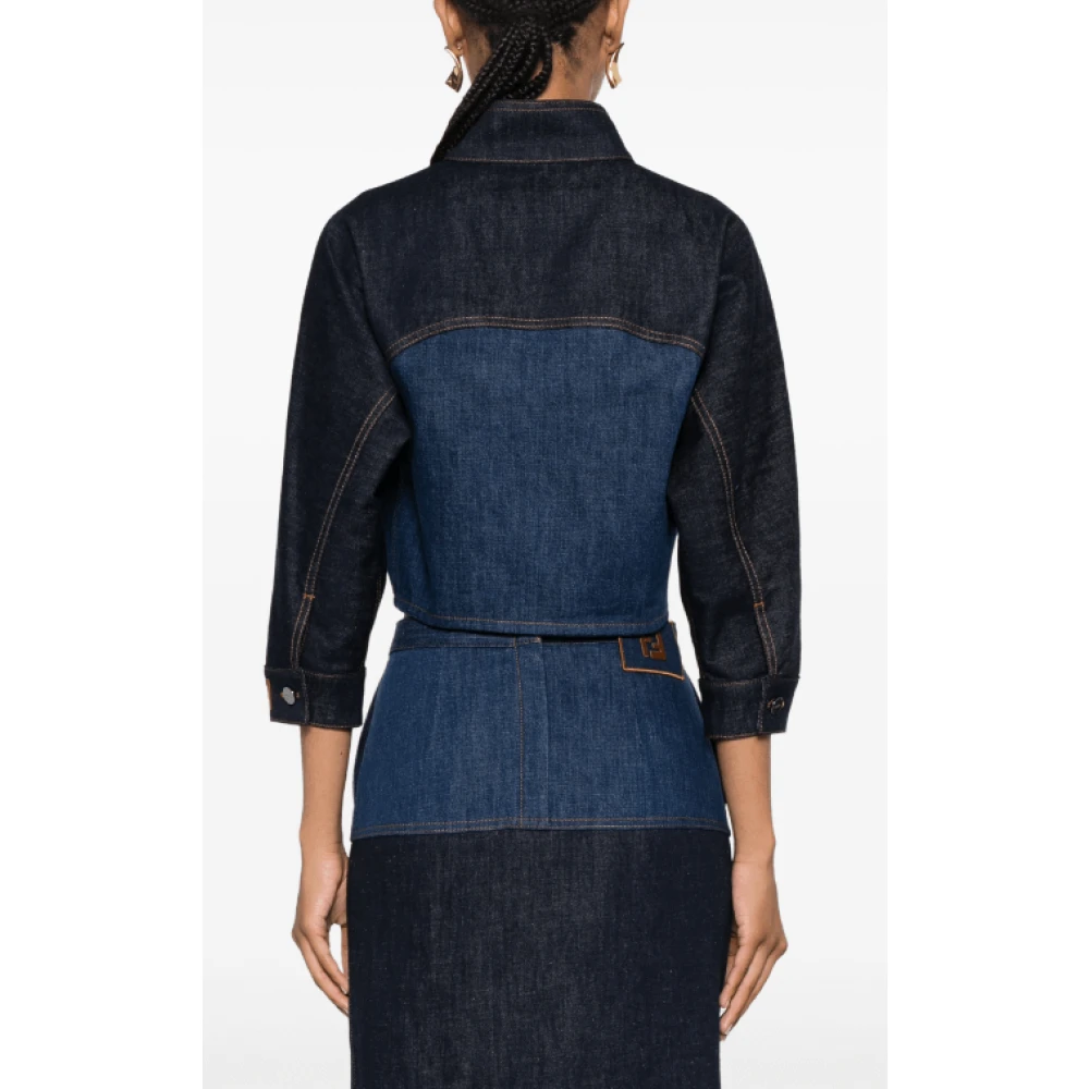 Fendi Twee-Tone Denim Jack Blue Dames