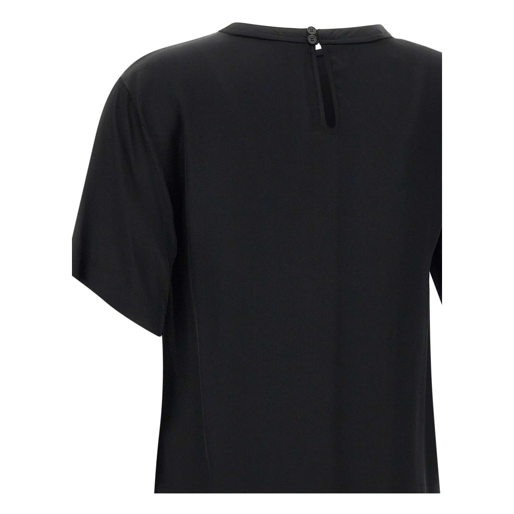 Kaos Zwarte viscose blouse met asymmetrische zoom Black Dames