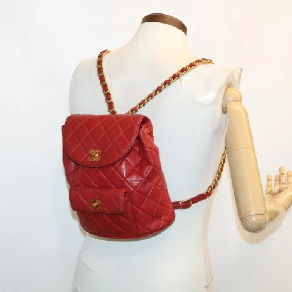 Chanel Vintage Pre-owned Leather backpacks Red Dames