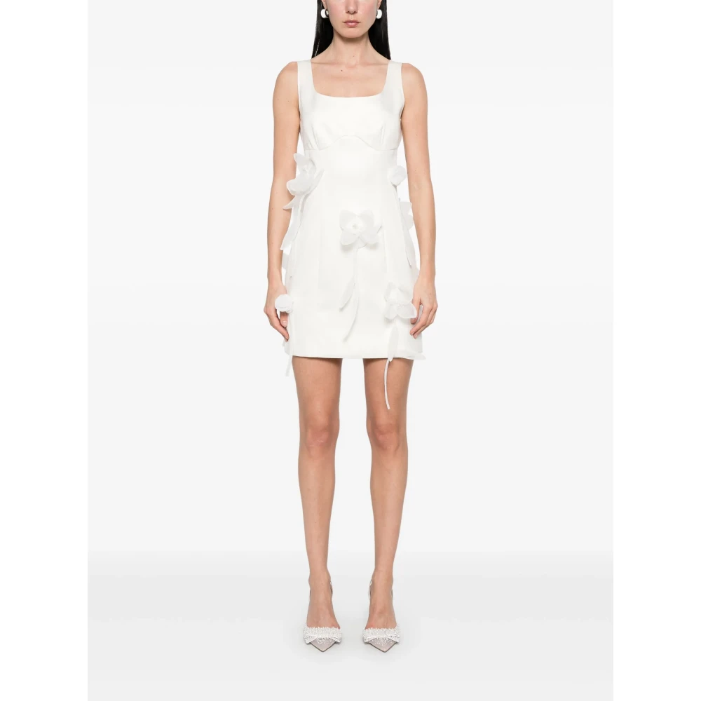 Rotate Birger Christensen Witte Bloemen Applicatie Vierkante Hals Jurk White Dames