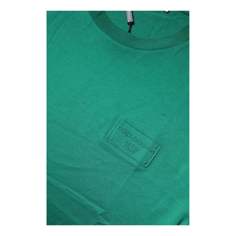 Dolce & Gabbana Groene Katoenen T-shirt met Logodetails Green Heren