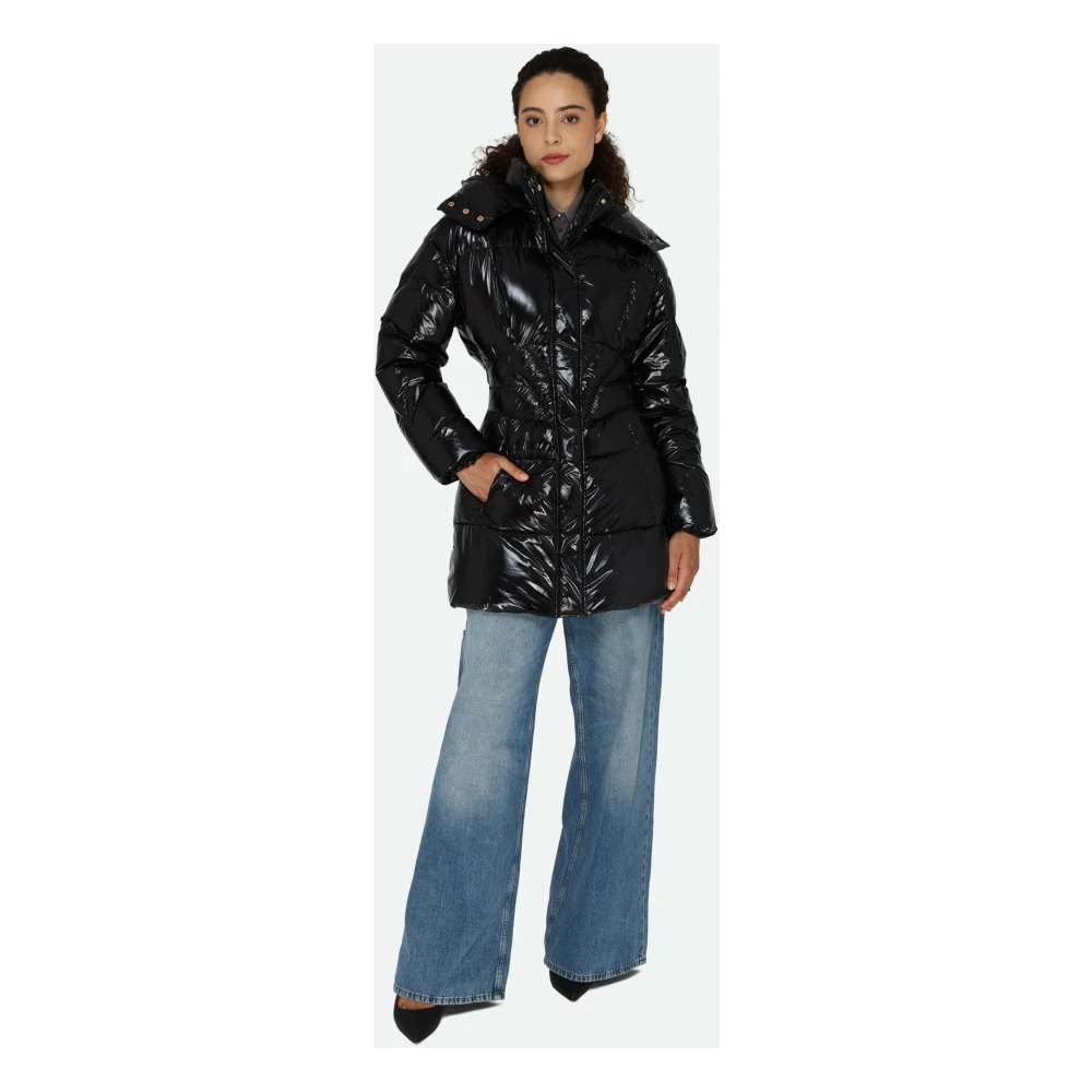pinko Zwarte Glansrijke Pufferjas Black Dames