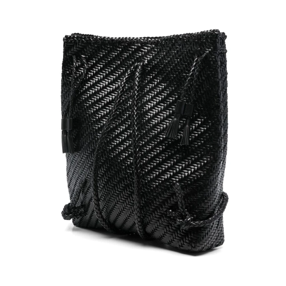 Dragon Diffusion Zwarte leren rugzak met trekkoordsluiting Black Dames