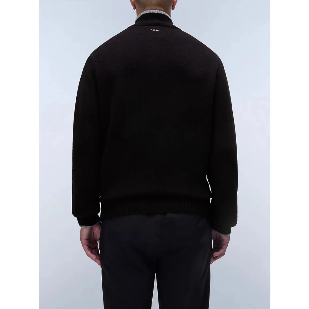 Napapijri Zwarte half-zip trui met Noorse vlag detail Black Heren