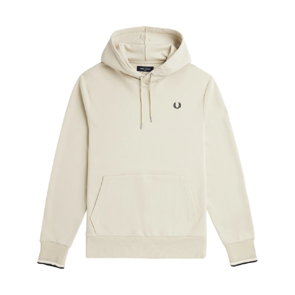 Fred Perry Men's Beige Tipped Hooded Sweatshirt