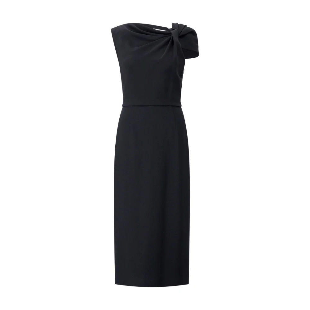 Givenchy Damen Schwarz Drapiertes Midikleid Aus Crêpe