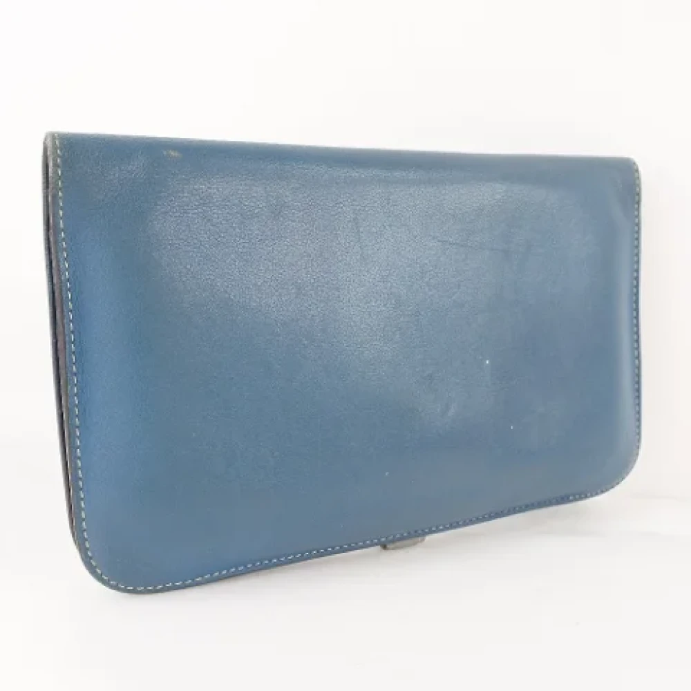 Hermès Vintage Pre-owned Leather wallets Blue Dames