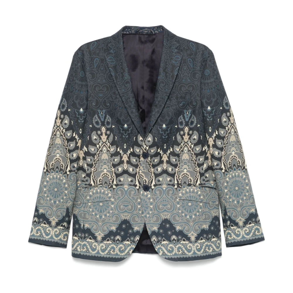 ETRO Rode Linnen Katoenen Jas met Medaillon en Paisley Print Multicolor Heren
