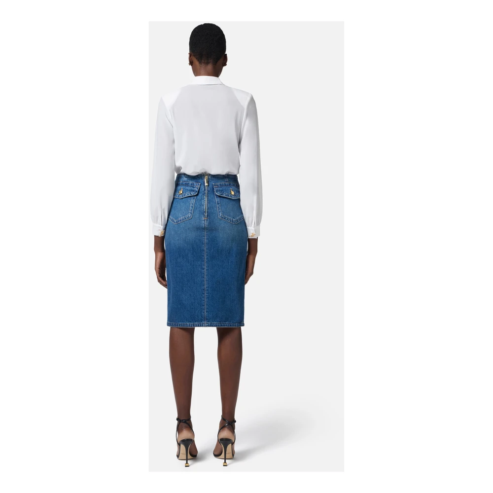 Elisabetta Franchi Georgette shirt met gedrapeerde voorkant White Dames