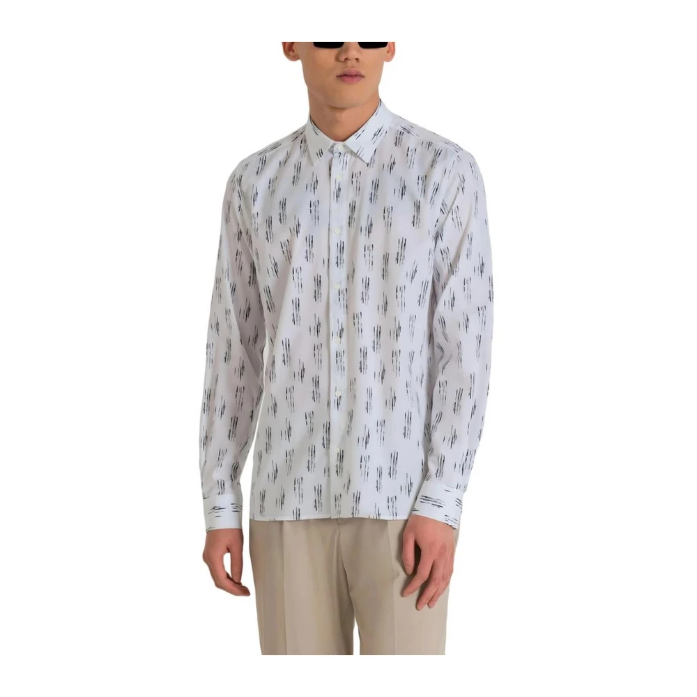 Antony Morato Lange Mouw Viscose-Katoen Shirt Collectie White Heren