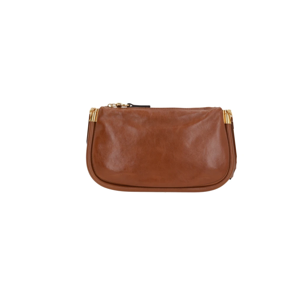 Chloé Klei Leren Handtas met Gouden Hardware Brown Dames