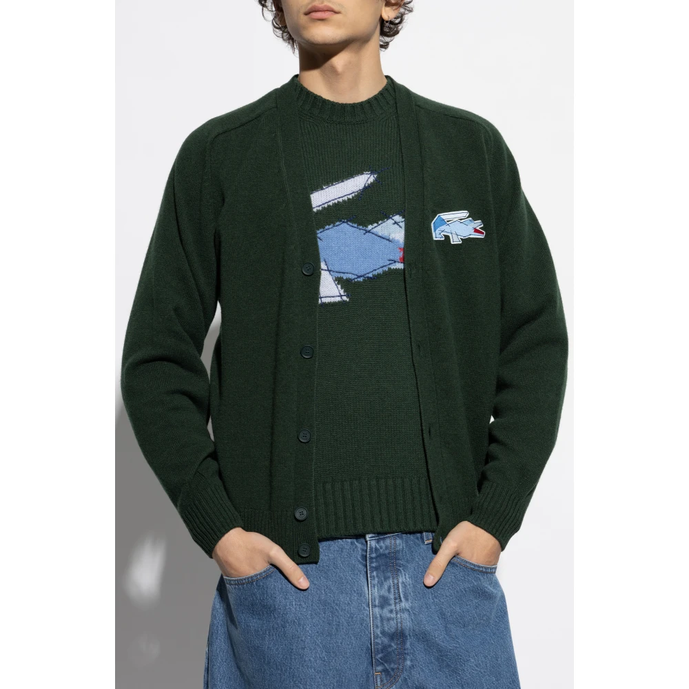 Lacoste Vest met logo-vormige patch Green Heren
