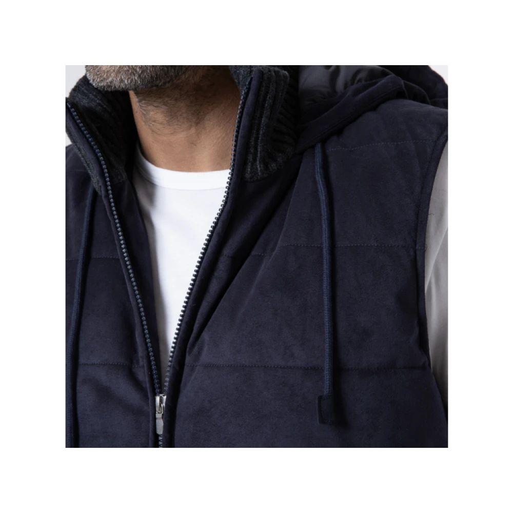 Gran Sasso Navy Blauw Mouwloos Jack Alcantara Blue Heren