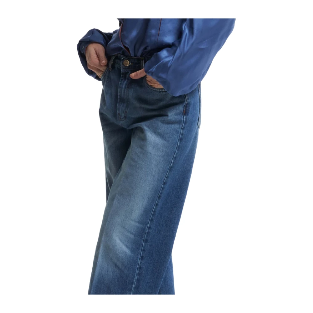 Kocca Blauwe Stone-Washed Wide Leg Jeans Blue Dames