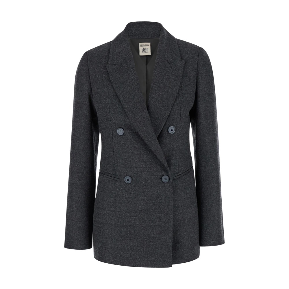 Semicouture Dubbelrijige Grijze Blazer Jas Gray Dames
