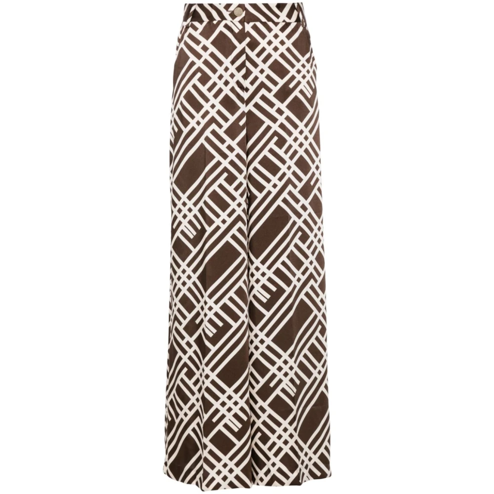 Liu Jo Geometrisch Patroon Wijde Pijp Broek Brown Dames