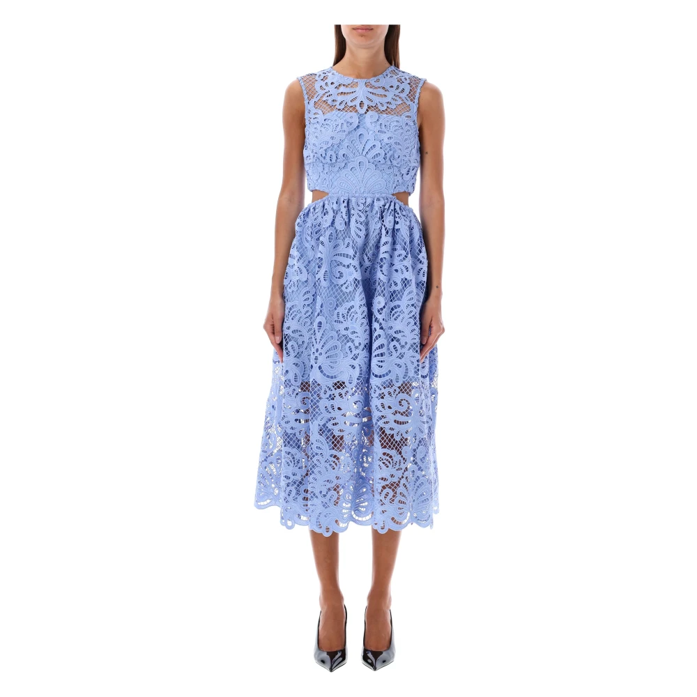 Self Portrait Lichtblauwe Kant Uitgesneden Midi Jurk Blue Dames