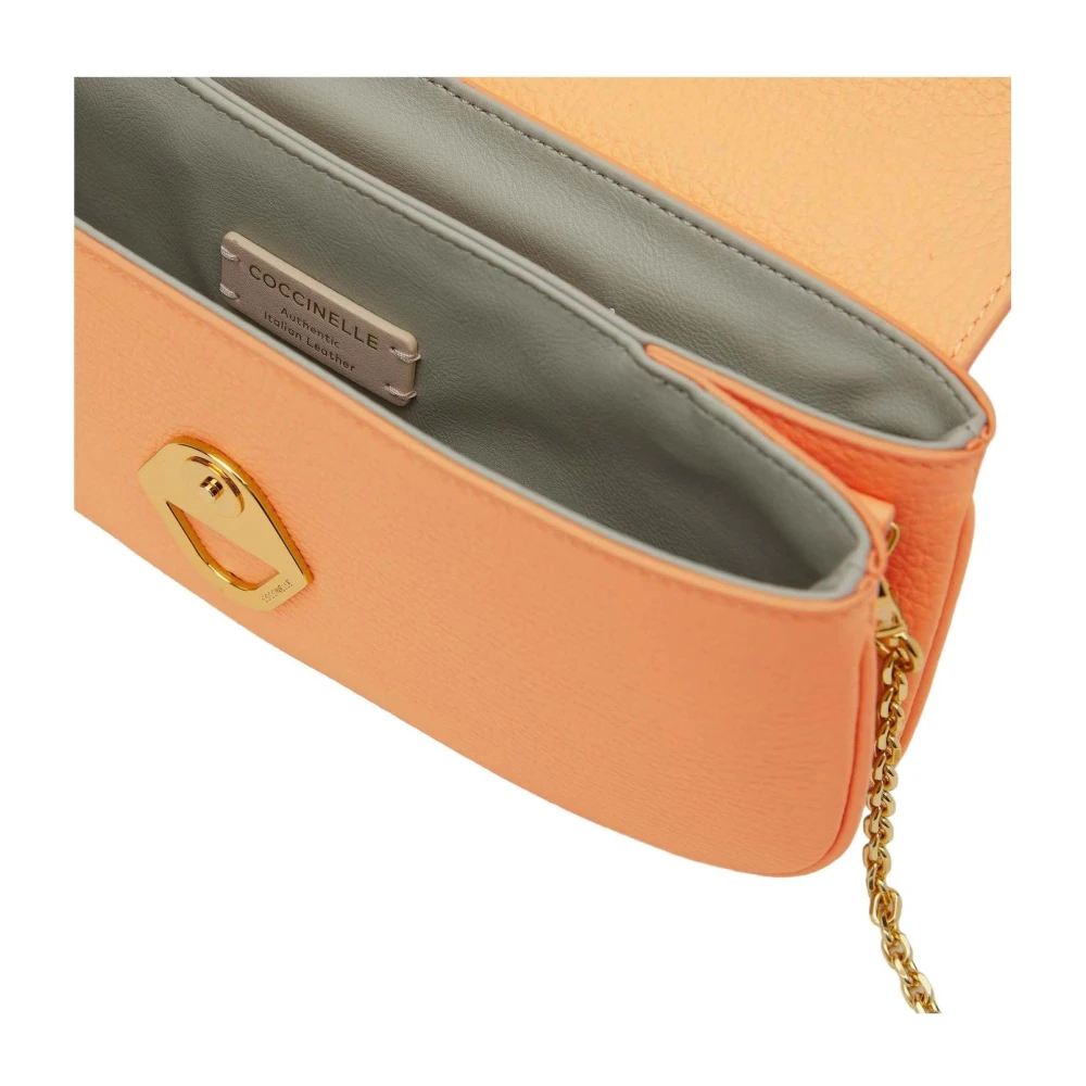 Coccinelle Oranje Leren Schoudertas Clip Sluiting Orange Dames