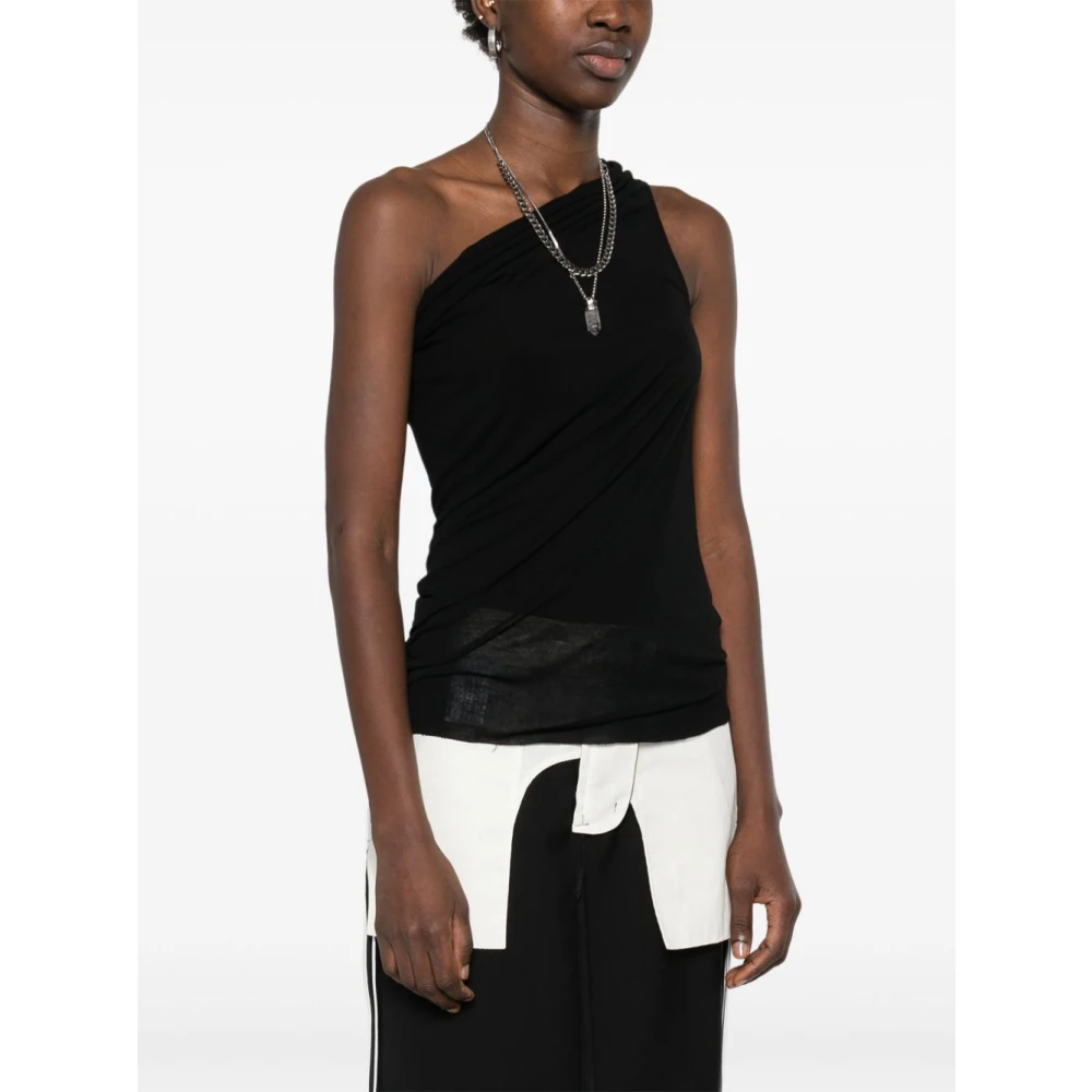 Rick Owens Asymmetrische Top zonder Mouwen met Halslijn Black Dames