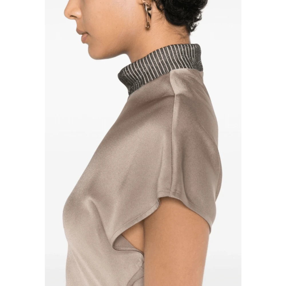 BRUNELLO CUCINELLI Satijnen maxi-jurk met kettingdetail Beige Dames