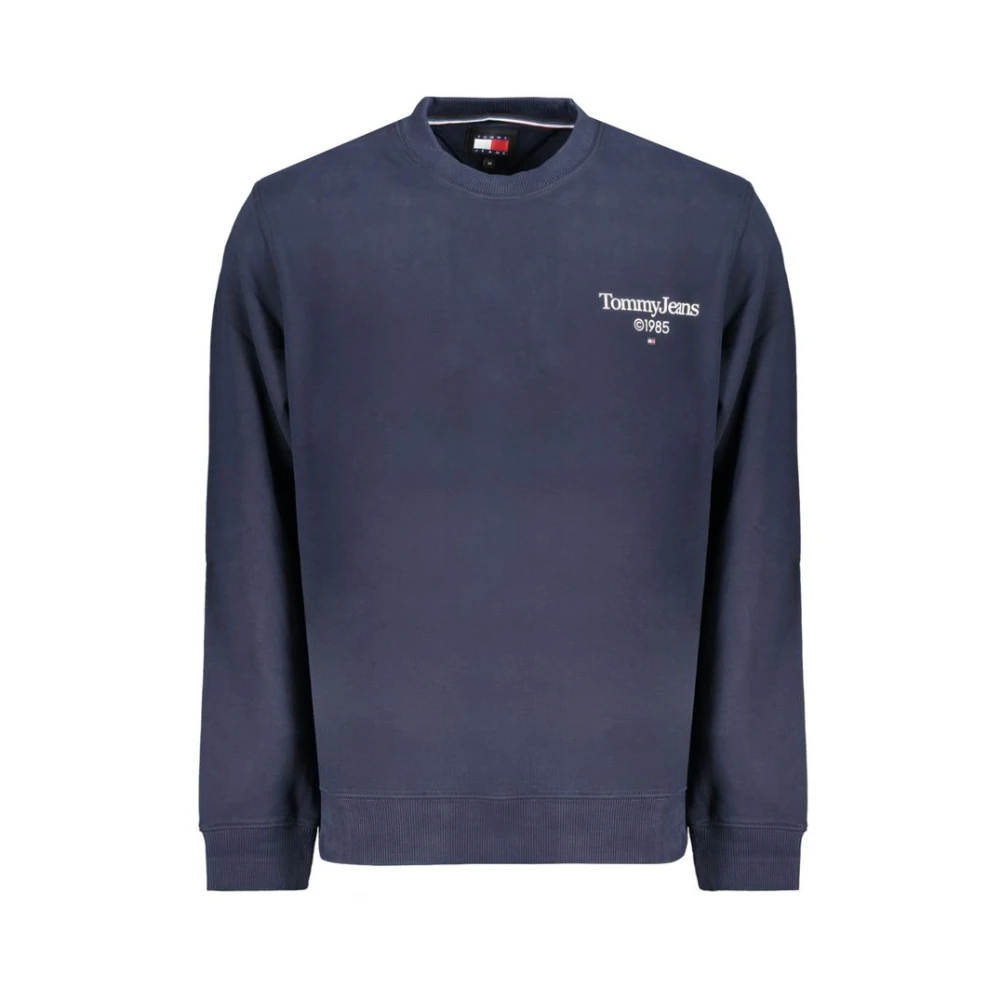 Tommy Hilfiger Blauwe Katoenen Sweatshirt Ronde Hals Logo Print Blue Heren