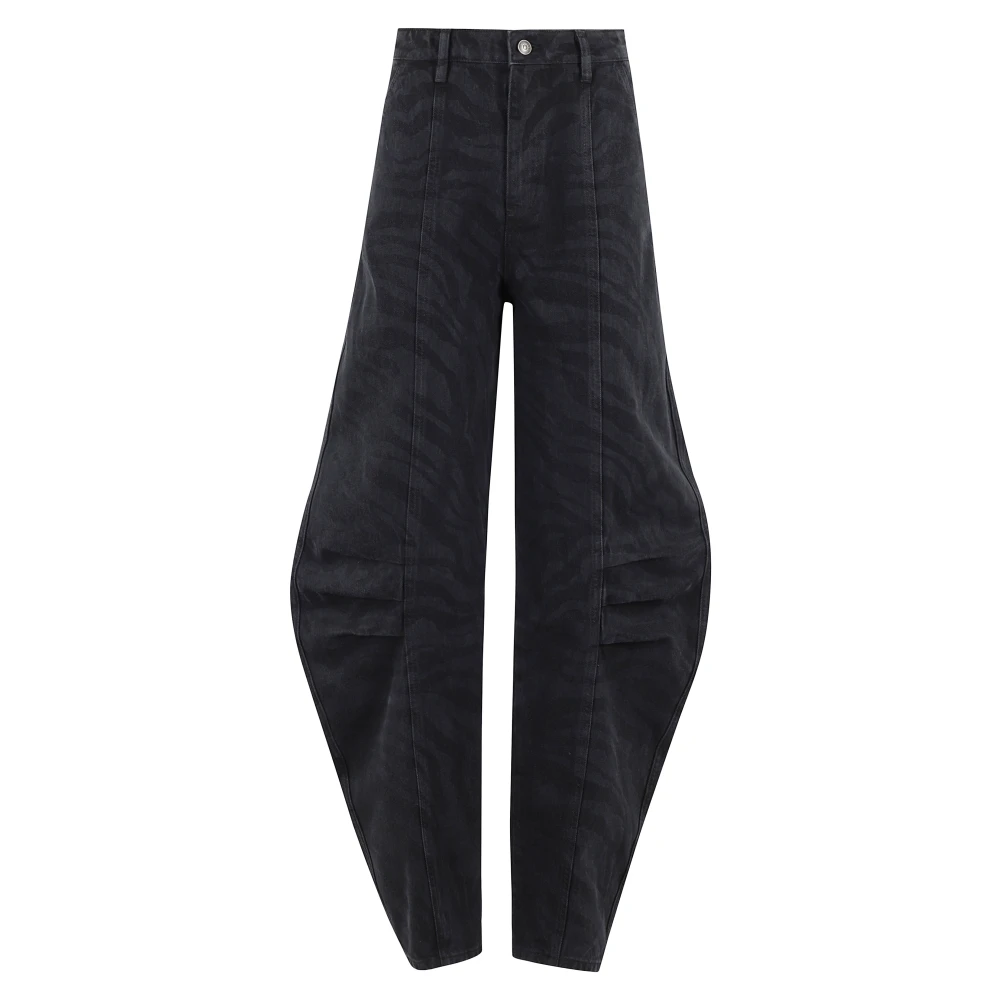 Rotate Birger Christensen Twill Cargo Broek met Zebraprint Black Dames