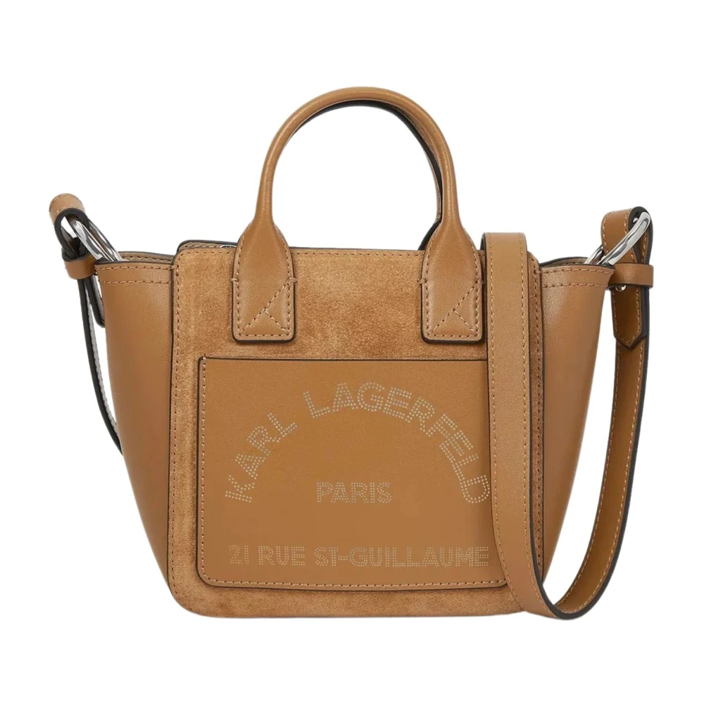 Karl Lagerfeld Brown Handbags, Female, One Size, K/Daily Mini Suede Tote Bag