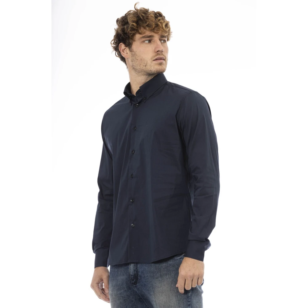 Baldinini Button-down Shirt Korte Kraag Voorkant Knoopsluiting Blue Heren