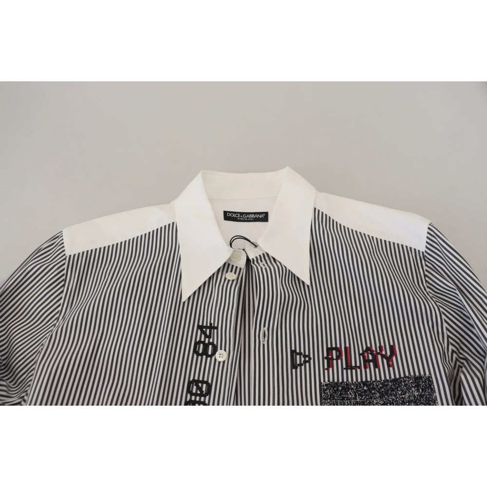 Dolce & Gabbana Gestreept Casual Katoenen Overhemd Black Heren