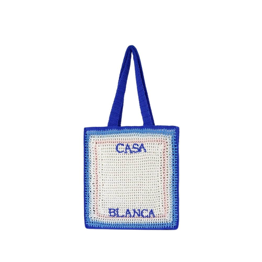 Casablanca Blauwe Katoenen Gehaakte Shopper Tas Blue Unisex