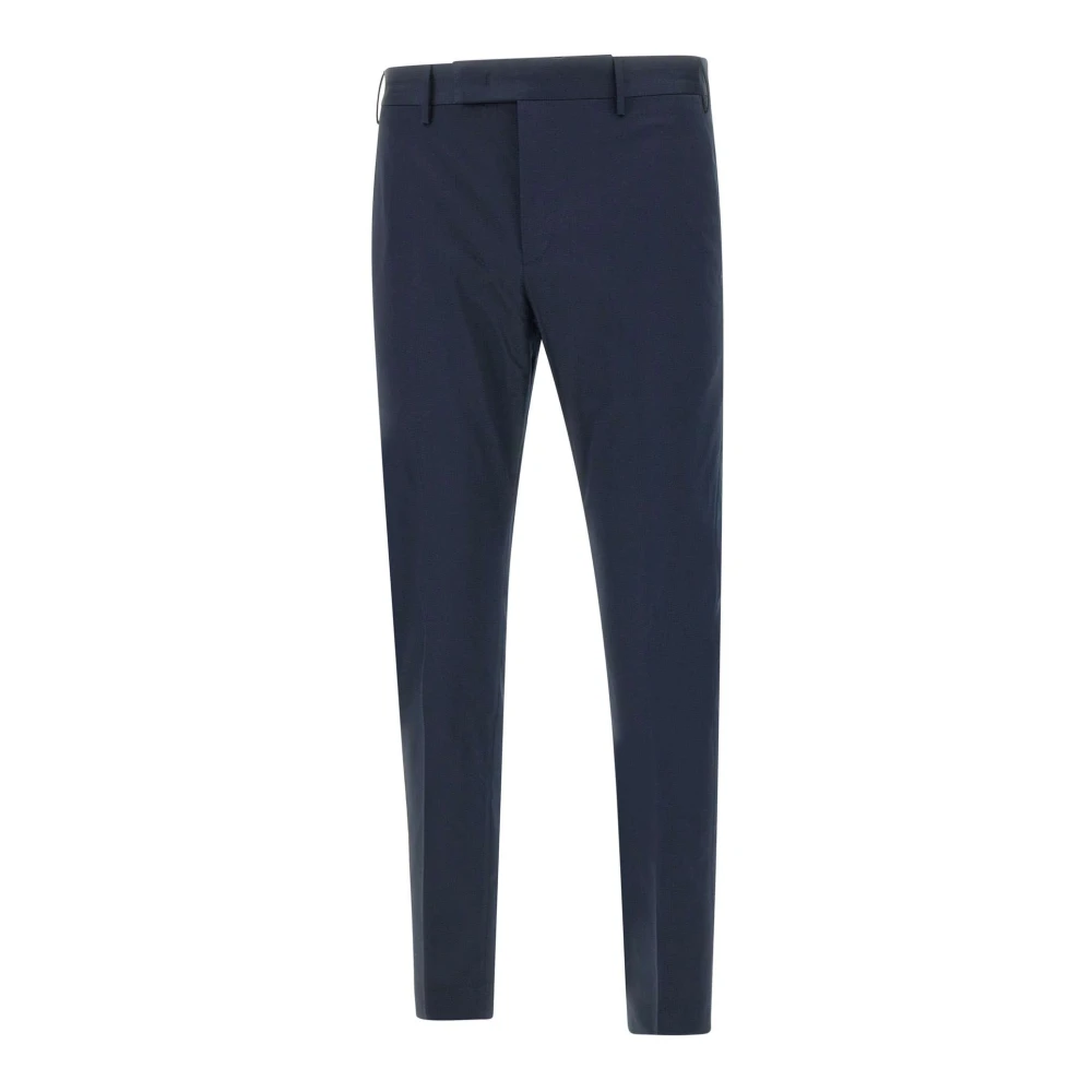 Pt Torino Men's Blue Stretch Cotton Trousers - Slim-Fit Trousers - S - Trousers