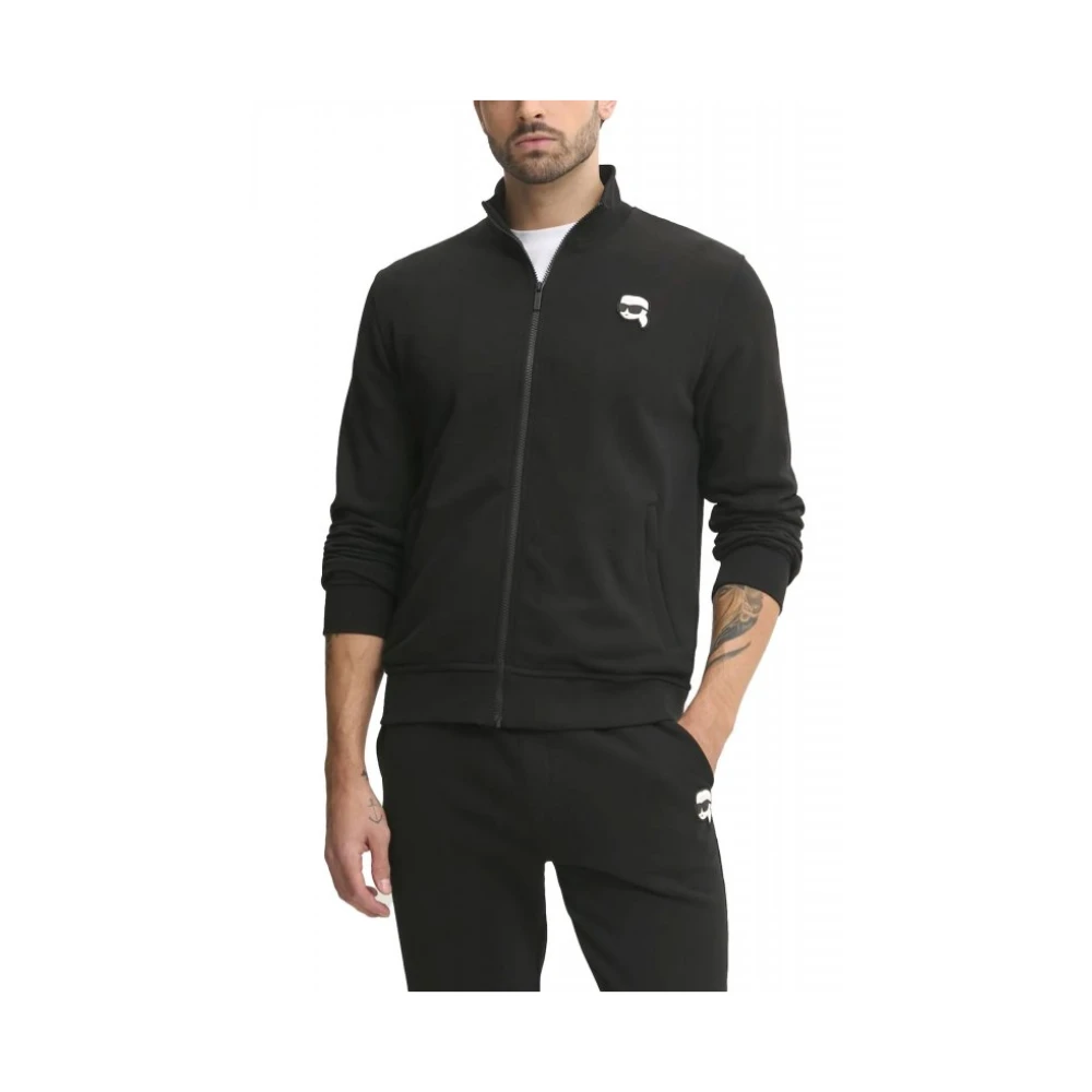 Karl Lagerfeld Uomo Nero Felpa Con Zip E Logo Integrale