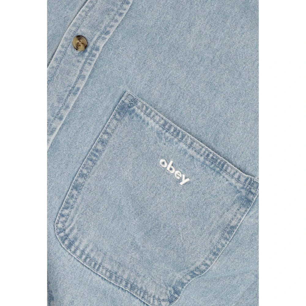 Obey Denim Geweven Indigo Overhemd met Lange Mouwen Blue Heren