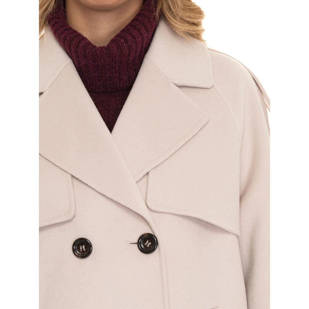 Liu Jo Dubbelbreasted Caban Jas met Logo Beige Dames