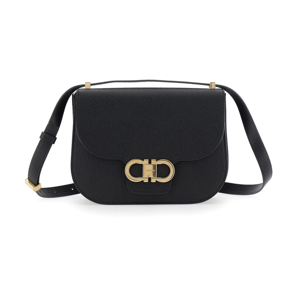 Salvatore Ferragamo Zwarte Crossbody Tas met Gancini Plaque Black Dames