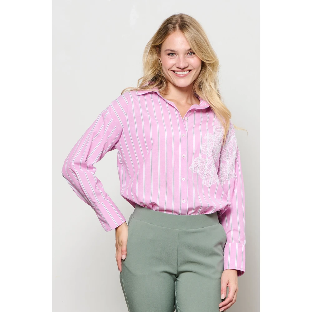 &Co Woman Overhemd met lange mouwen effen kleur Pink Dames