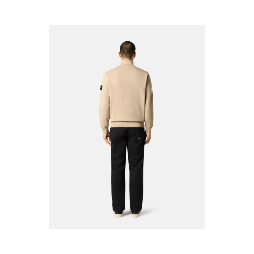 Stone Island Woestijn Half Zip Katoenen Sweatshirt Beige Heren