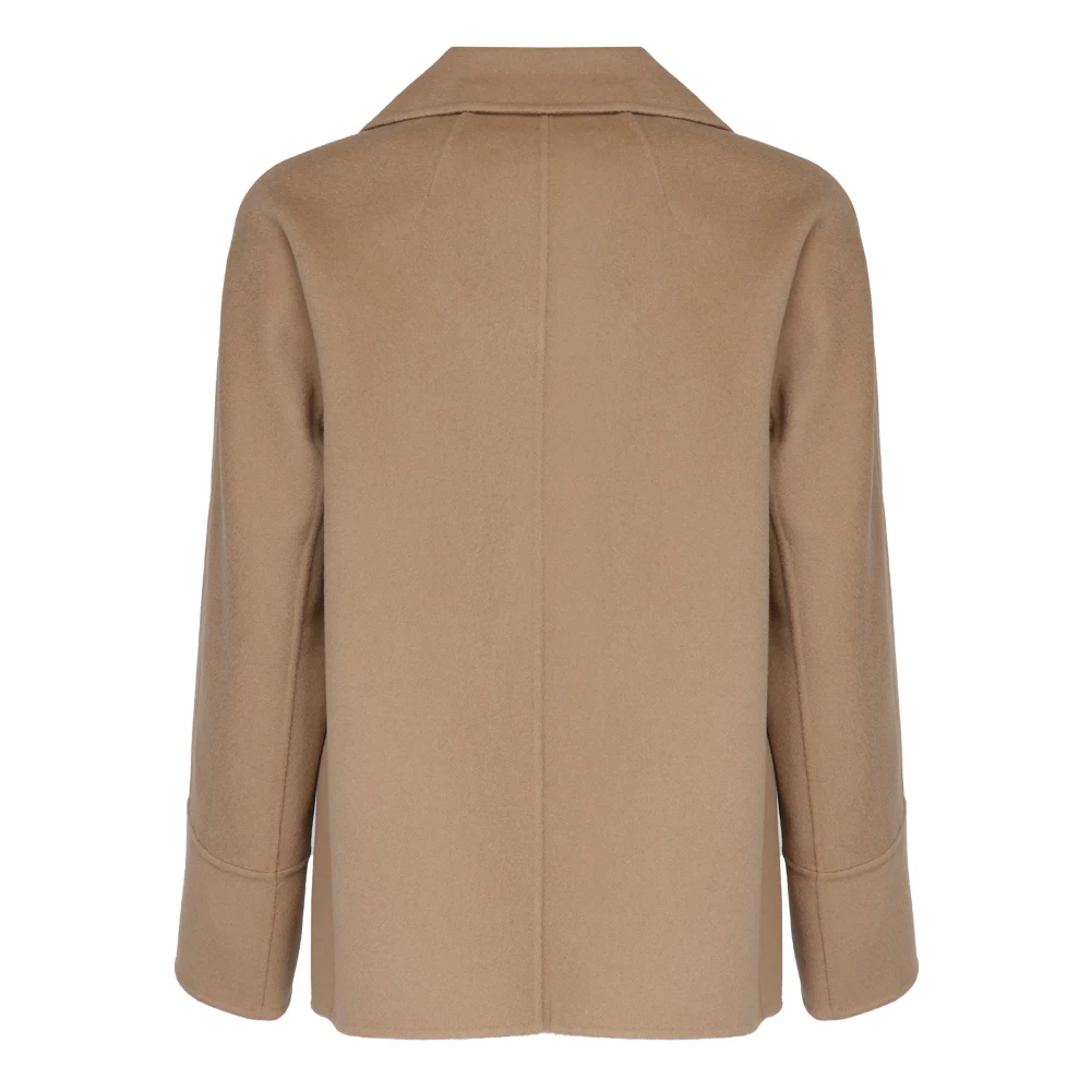Max Mara Double-Breasted Kamelenwol Jas Brown Dames