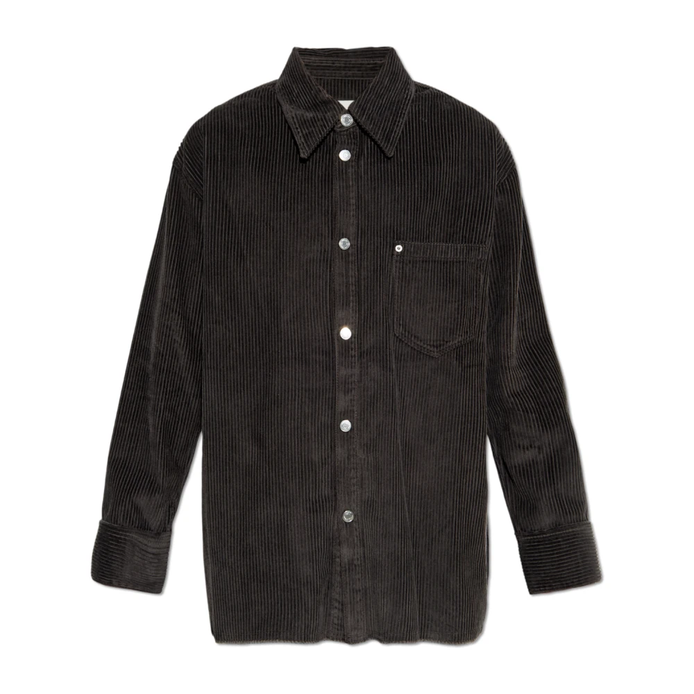 Ami Paris Men's Gray Corduroy Side Slit Overshirt