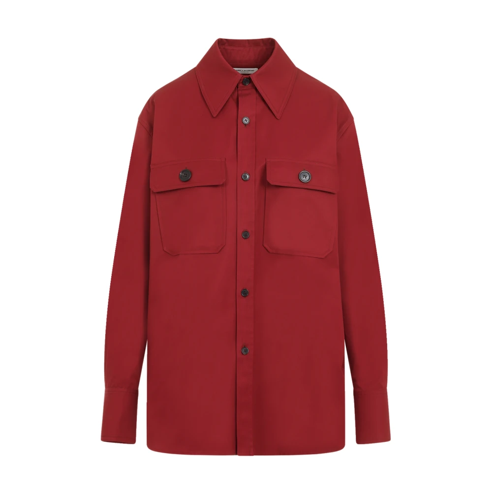 Saint Laurent Rood Katoenen Overhemd Klassieke Stijl Red Dames