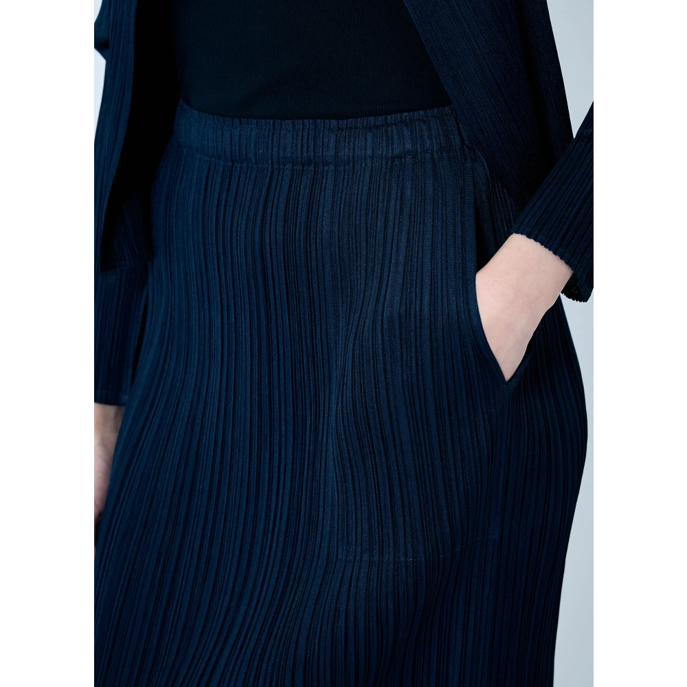 Issey Miyake Elegante Geplooide Kokerrok Blue Dames