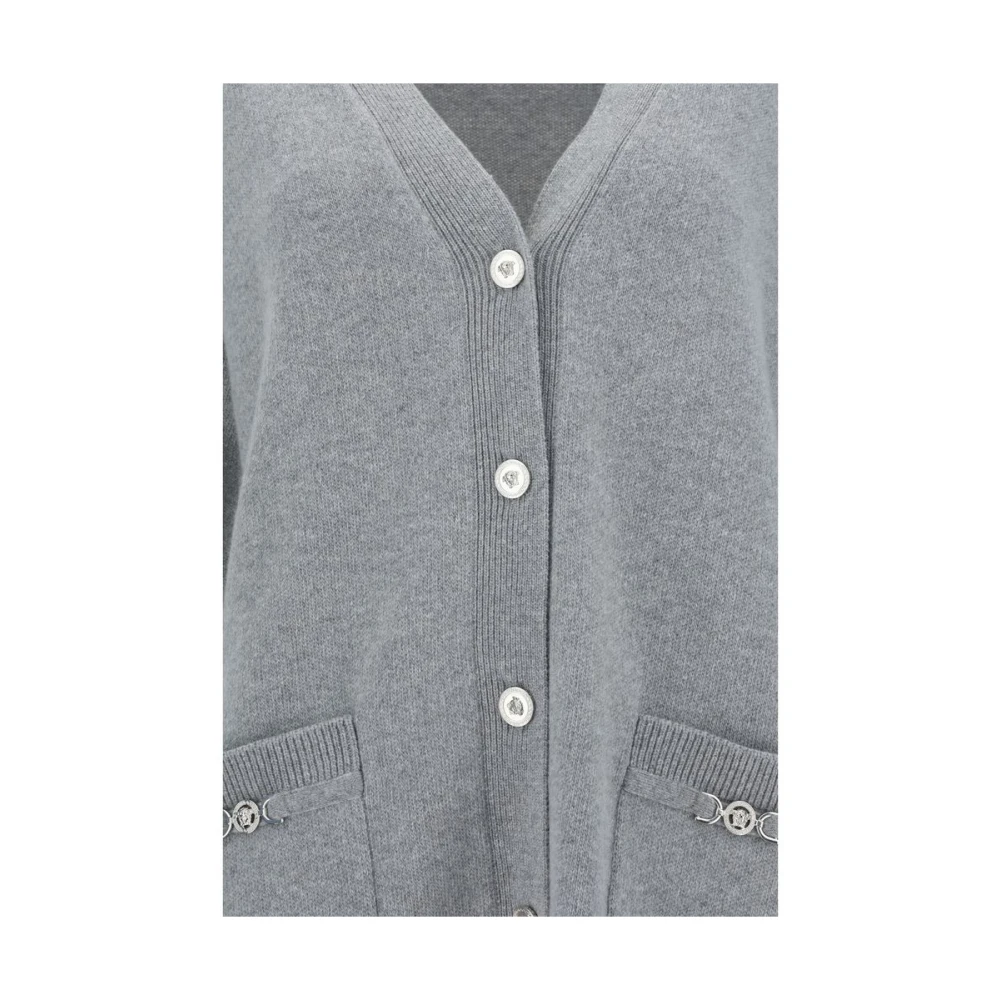Versace Lange Wollen Vest met Knoopsluiting Gray Dames