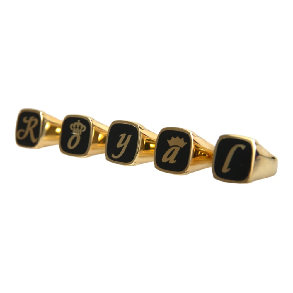 Dolce & Gabbana Yellow Rings, Female, One Size, Royal Enamel Set Of Rings