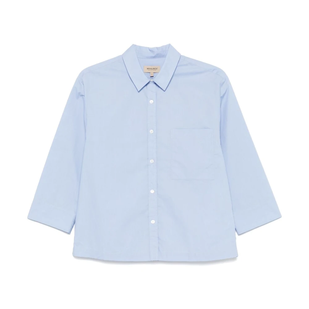 Woolrich Heldere Blauwe Button-Up Shirt Blue Dames