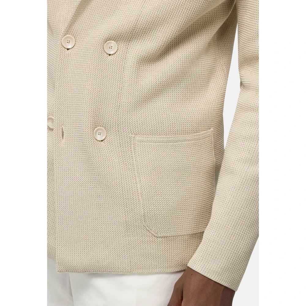 Boggi Milano Dubbelrijig gebreid jasje Beige Heren