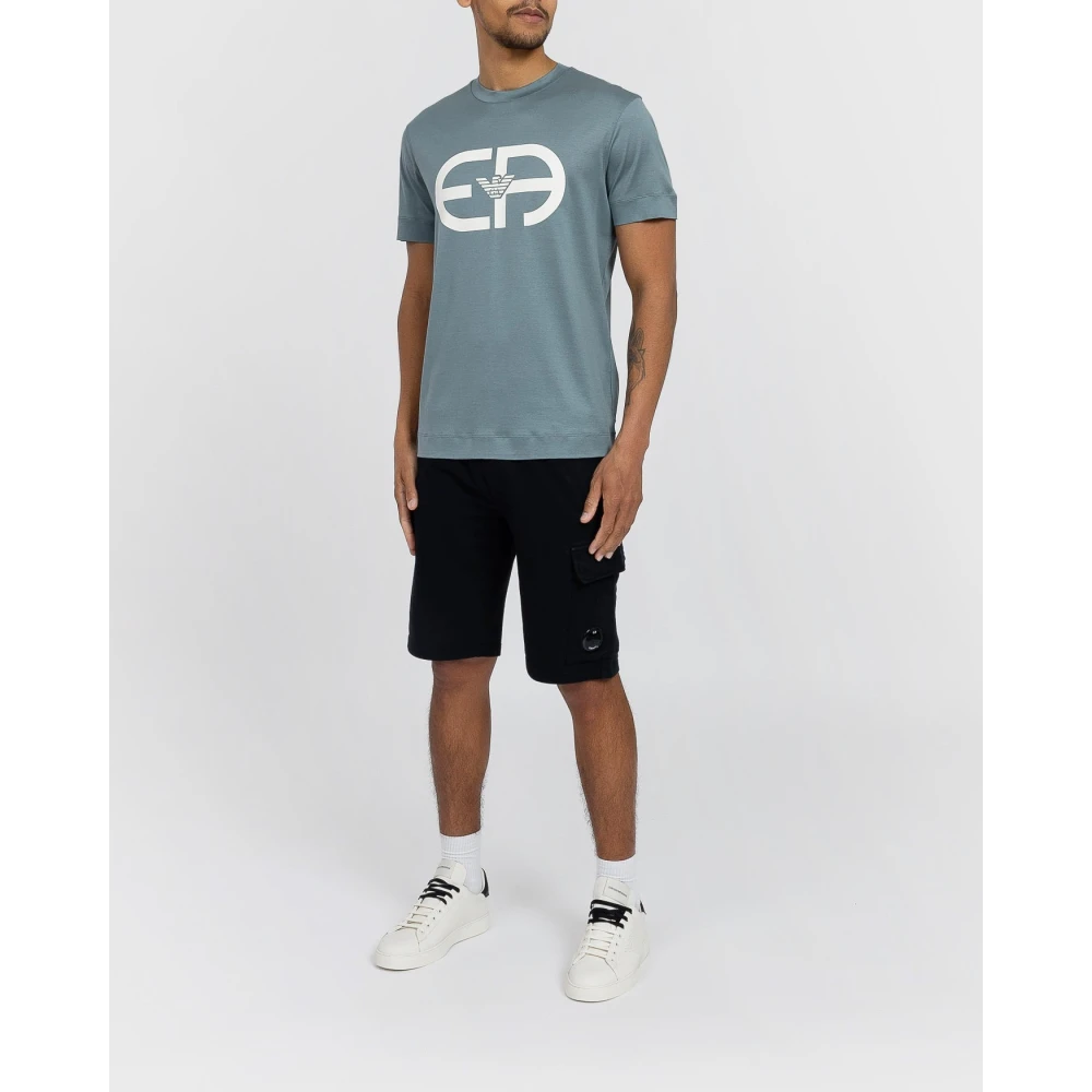 Emporio Armani Lichtgroene Tencel Blend Logo r-EAcreate T-Shirt Blue Heren