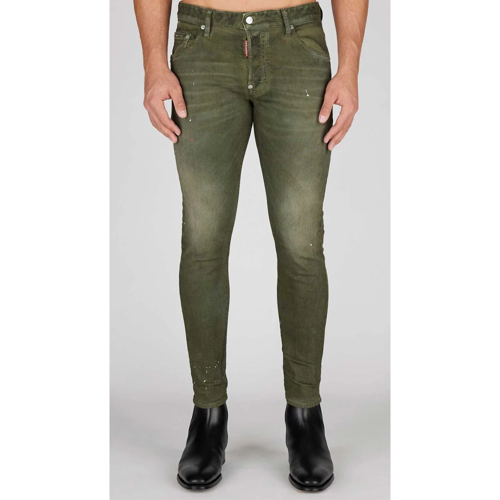 Dsquared2 Skater Jeans met verfspatten Green Heren