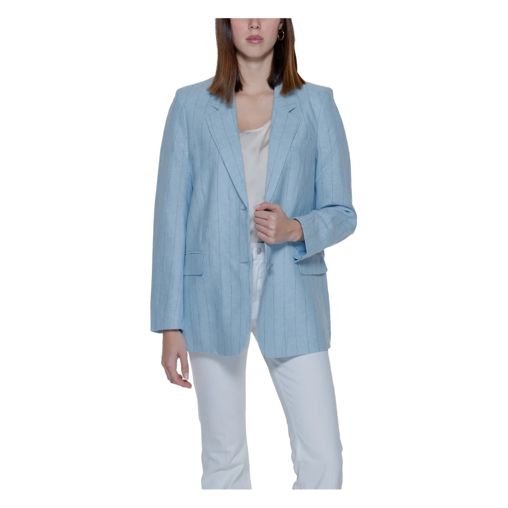 Vero Moda Pinstripe Linen Jacket Lente Zomer Collectie Blue Dames